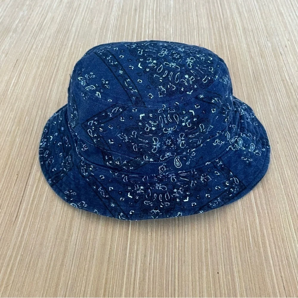 Chambray Paisley Print Bucket Hat